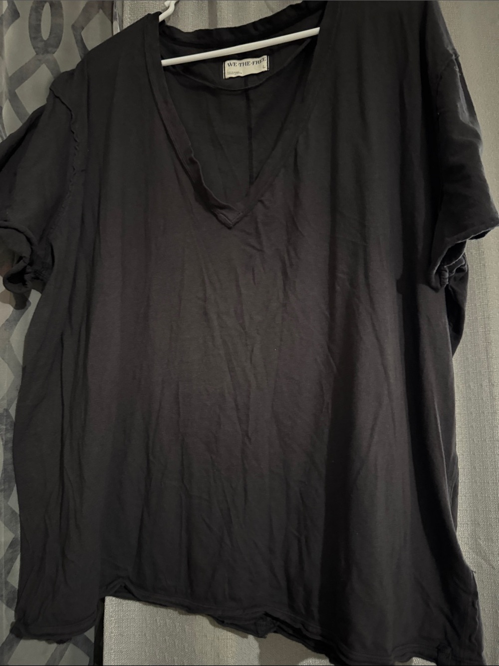 We The Free Black V-Neck Short Sleeve Tee